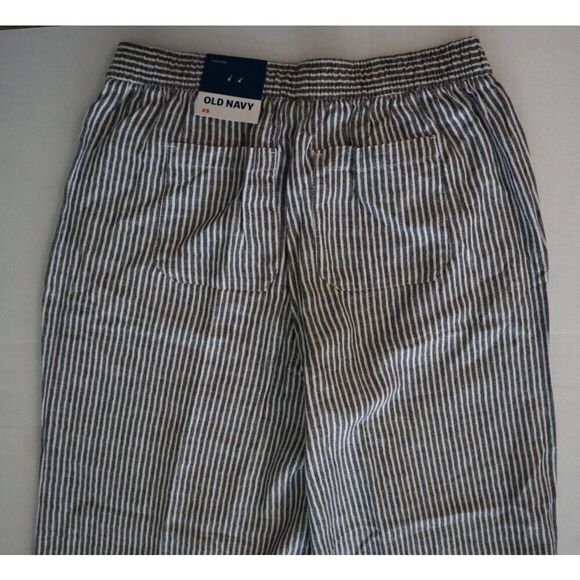 Old Navy 792007 Women's Sz XS Gray/White Striped High Rise Wide Leg Linen Pants - Picture 10 of 12